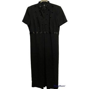 Liz Claiborne Night Cocktail Dress Beaded Evening 14 sequins long lbd